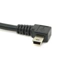 Mini USB B Type 5pin Male Right Angled 90 Degree to USB 2.0 Male Data Cable with EMI Ferrite Core 5 Meters. 