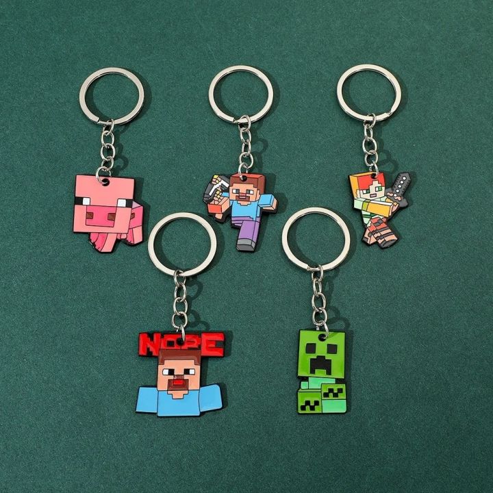 【Best value for money】 Cartoon 3D Minecraft Keychain Soft PVC My World Keyring Pendant Bag Accessories Kids Gift
