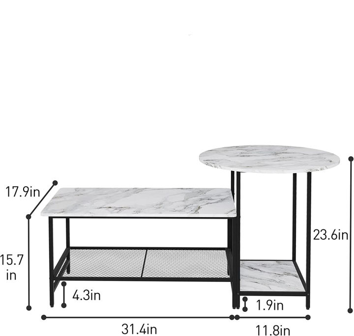 Coffee%20Table%20Black%20Marble%20Set%20of%201%20Round%20and%20Long%20Rectangle%202%20Tiers%20Wood%20Storage%20Shelf%20Detachable%20Living%20Room%20Black%20and%20white%20Marble%20-%20Image%209