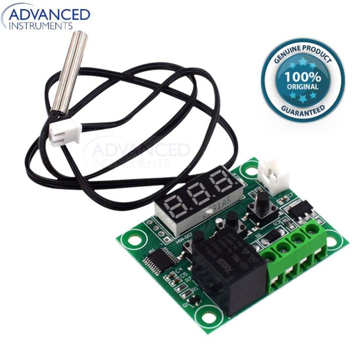 Original HW W1209 12V DC Digital Temperature Controller Board Micro Digital Thermostat -50-110°C Electronic Temperature Temp Control Module Switch with 10A One-Channel Relay and Waterproof Sensor For Incubator Controller