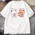 SAKURA Anime Cartoon Panda Bear Bubu and Dudu T Shirt Kawaii Graphic Printed T Shirt Fashion Crew Neck Plus Size T Shirt Women. 