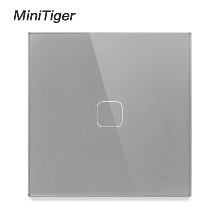 Minitiger EU Standard Touch Switch 1 Gang 1 Way wall Light Touch Screen Switch Crystal Glass Panel With LED