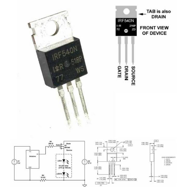 2pcs IRF540N IRF540 transistor MOSFET N-Channel 33A 100V