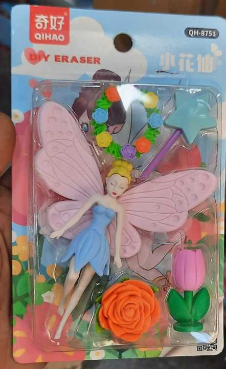 Cute Colourful Fairy Angel Eraser Set Randol Colors and Designs for Birthday Return Gifts