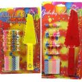 CAKE DECORATION CANDLE WITH PLASTIC KNIFE ( PACK OF 24 CANDLES WITH STAND ). 
