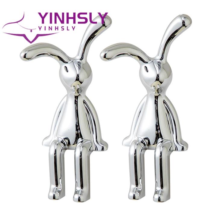Yinhsly Desktop Rabbit Ornament Adorable Bunny Figurine Set for Car Dashboard Decoration Perfect Christmas Gift for Long Ear Bunny Figurine