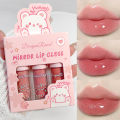 3Pcs Glossy Lip Gloss Moisturizing Dry Resistance Lipstick Woman Sparkling Cartoon Lip Makeup. 