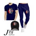 Summer Bella Ciao Printed Tracksuit Half Sleeves Round Neck T-Shirt Trouser With Printed Cap Tracksuit for Men. 