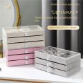 Acrylic Jewelry Box 3 Drawers Organizer Velvet Storage Box Case Earrings Rings Necklaces Bracelets Display Stand Case Gift for Women. 