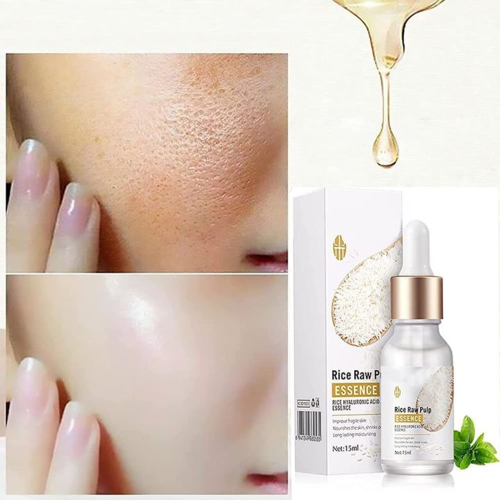 Rice Raw Pulp Essence, Rice Raw Pulp Face Cream Moisturizer Shrink Pores, Collagen Anti-Wrinkle White Rice Face Serum, Rich Hyaluronic Acid Essence Improve Fragile Skin (Hyaluronic Acid Essence)