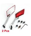 Motorcycle Rear View Side Mirrors - Red & Silver. 