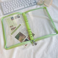 A5/A6 Diary Binder Flower Zipper Detachable Macaron Color Refreshing Waterproof 6 Rings School Stationery Clear Loose Leaf Notebook Cover for Student. 