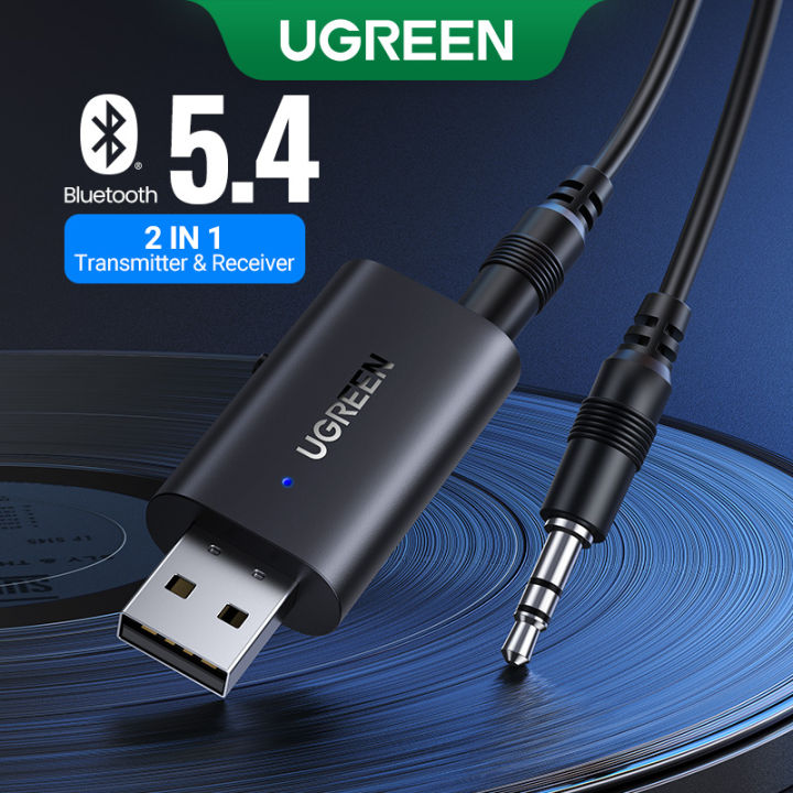 【Upgraded】UGREEN USB Bluetooth 5.4 5.1 Audio Receiver Trans‘mitter 2 in1 Bluetooth AUX 3.5mm Stereo Music Adapter for Car PS4 PC TV Bluetooth Earphone Speaker