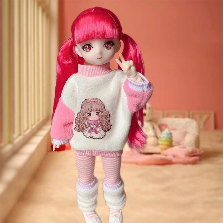 30 cm Barbie Doll Animation Girl Comic Face 6 Points BJD High-Profile Figure Children's Toy Doll Little Princess