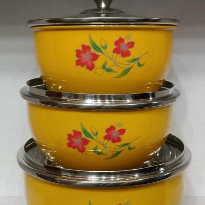 STAINLESS STEEL BOWL SET 3 PC WITH GLASS LID MICRO OVEN SAFE WITHOUT GLASS LID