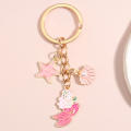 Cute Keychain Shell Starfish Conch Mermaid Fish Scale Key Ring Sea Key Chains Summer Gifts For Women Men DIY Handmade Jewelry. 