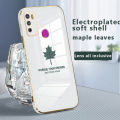 Tokifu For Infinix Hot 9 Play Cover + Wrist Strap Fashion Shiny Maple leaf Plating Square Bumper Phone Case Soft TPU Silicone Shockproof Protective Back Cover. 