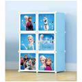 FROZEN 6 Cubic DIY (Nylone) Plastic Baby Clothes Cabinet Space Saver Organizer / Baby cupboard and Baby Hanging Wardrobe - 6 Cubes Storage Cabinet & Wardrobe For Kids With Hanging Rod. 