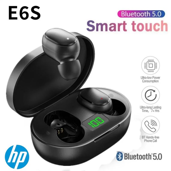 【COD+Original+Ready stock】HP E6S TWS Wireless Bluetooth Headset with Microphone Air Pro Earbuds Noise Canceling Headphone