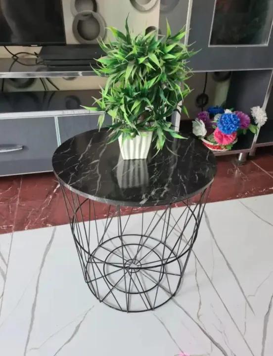 NEW%20PORTABLE%20METAL%20WIRE%20REMOVABLE%20WOOD%20TOP%20FOLDABLE%20ROUND%20COFFEE%20SIDE%20TABLE%20STORAGE%20BASKET(%2016%20L%2016%20W%2018.5%20H%20)%20-%20Image%206