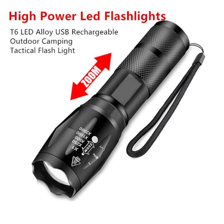 【2023】 Portable Powerful XML-T6 LED Flashlight Waterproof Lantern Torch Use 18650 Rechargeable Battery Camping Tactical Flash Light