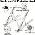 Aluminium Laptop Stand Silver & Black With Detachable Single & Dual Fan Stand For Laptop - 7 Gear To Adjust Height & Anti Slip Rubber Grip - Full Metal Body Adjustable Portable And Foldable Laptop Stand. 