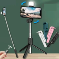 Original 4 in 1 Wireless Selfie Stick Come Vlogging Kit | Tripod (WITH LED LIGHT) Selfie Light Mobile Holder With Fill Light Shutter Remote Control For IOS Android | For Tiktok Vlogging Photography Live Streaming Cooking Videos Pod Cast & Sketchi. 