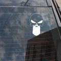 Beard Punisher Skull (White) Funny Car Stickers, Car Accessories, Stickers for Car, Car Modification, Car Decoration, Motor bike Stickers. 