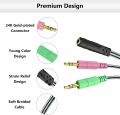 MillSO Headphone Splitter for Computer CTIA 3.5mm TRRS Female to Dual TRS Male Mic Audio Jack Y Adapter Headset Splitter Cable for PC Laptop to Gaming Headset - 8inch/20cm. 