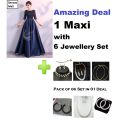 Stitched Long Silk Maxi Dress For Women (Only Maxi) Silk Maxi Dresses For Women with 06 Jewelry Set. 