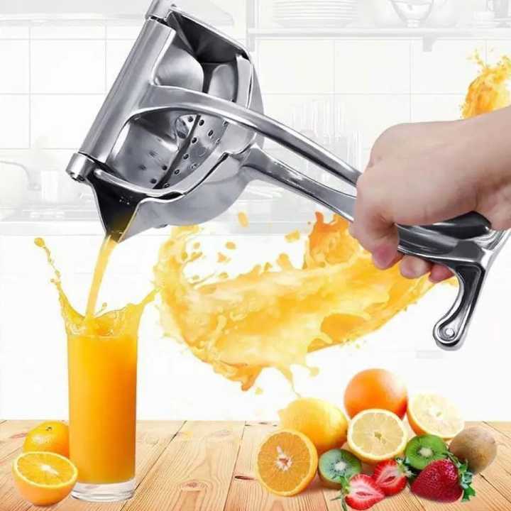 Fruit Press Orange Juice Squeezer, Manual Fruit Squeezer, Handheld Lemon Lime Squeezer, Heavy Duty Aluminum Metal, High Juice Yield for Pomegranate Watermelon Grapefruit, with Filter Bag