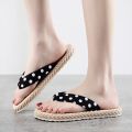Women Slippers Fashion Women's Floral Imitated Straw Flip Flops Outdoor Sweet Non-Slip Sandals Hemp Rope Beach Shoes. 
