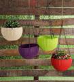 Pack of 5  Multicolor Plastic Flower Hanging Planter/Beautiful Round Gamla Pot/Flower Hanging Pot for Garden Balcony (Multicolor. 