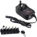 30W Universal Adapter Adjustable AC to DC Switching Power Supply with 6 Selectable Connector Tips & 5V USB Charger Ouput, 3V to 12V Regulated Voltage Replacement for Speakers Router LED Strip Lights UK Plug. 