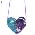 Kids Girl Dual Color Sequins Heart Shape Shoulder Bag Coin Purse Small Handbag. 