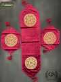 3 Pcs Table Runner set in Velvet Motif Design - Black. 