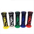 Universal Fire Model Skull Colorful Rubber Motorcycle Handle Bar Grips Scooter Handlebar - Black & Blue. 
