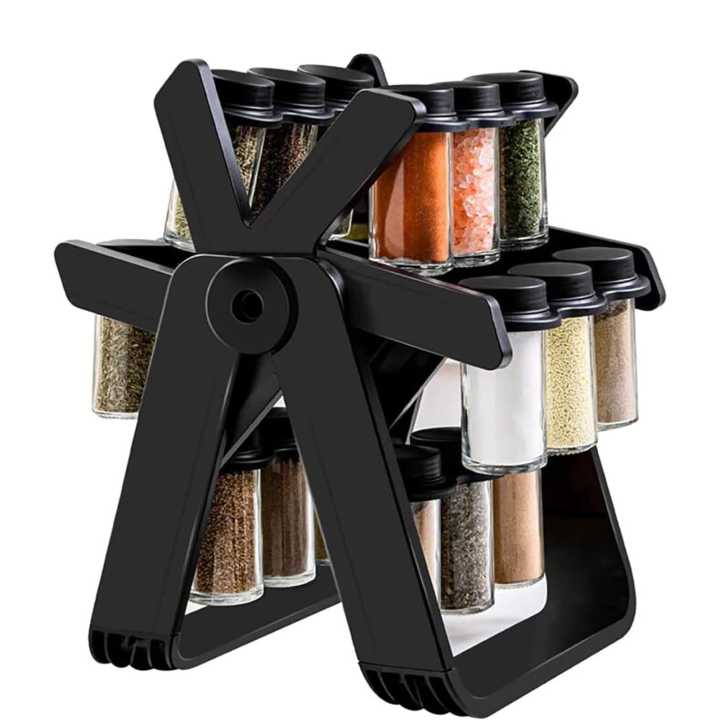 360° Rotating Spice Rack Organizer For Kitchen - 18 Glass Jar Racks ...