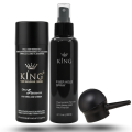 3IN1 King Hair Fibers 27.5g Dark Brown + Spray Applicator + Fiber Hold Spray 118ml,Hair Loss Concealer Fiber,Fill In Fine or Thinning Hair,Thicker,Fuller Hair,Cover Grey Roots Concealer,100% Undetectable Natural Formula, alternatives to toppik & Caboki. 