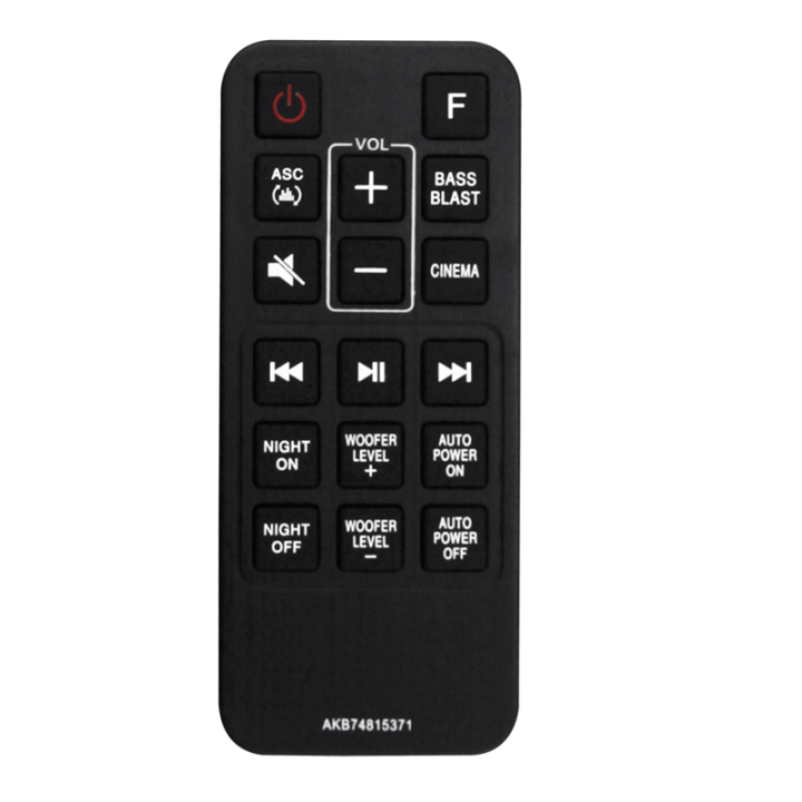 AKB74815371 Replace Remote Control for LG Sound Bar SJ3 SJ4 SPJ4B-W SK4D SL3D SPH4B-W SPJ4BW SPH4BW Black Plastic