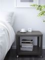 IKEA TINGBY Side table with bottom shelf and wheels, 50x50 cm (Grey/Red). 