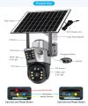 4G LTE V380,4K dual lens, 12MP ,outdoor security IPcamera,wireless  solar closed-circuit television,4G sim solar camera,CCTV. 