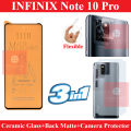 Infinix Note 10 Pro Matte Glass Protector Ceramic Glass + Back Protector Carbon Fiber Matte Soft Skin Sheet + Back Rear Camera Protector 9H Gorilla Flexible Protection For Infinix Note 10 Pro. 