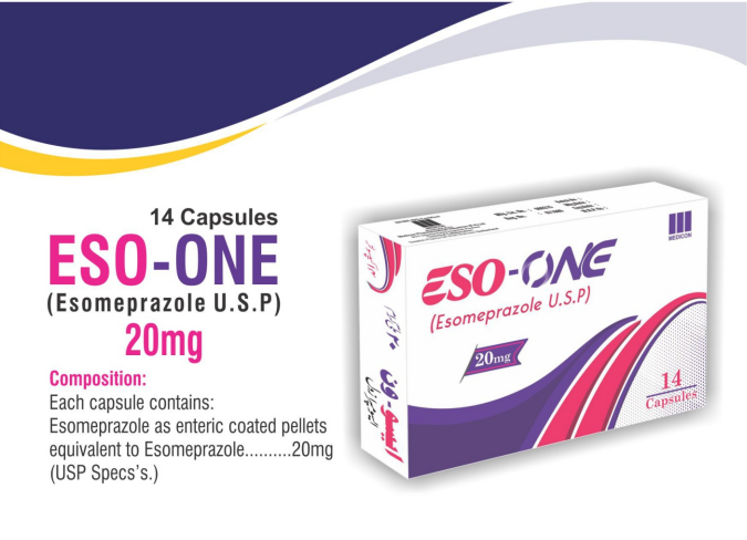 Eso-One (Esomeprazole 20mg) – Relief from Acid Reflux, Heartburn & Gastric Ulcers – 14 Capsules