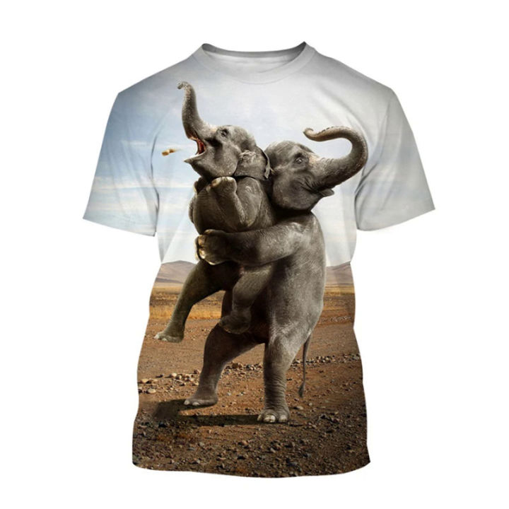 Funny elephant T-shirts animal 3D print streetwear men women casual fashion oversized T shirt kids Boys Girls tees tops clothing