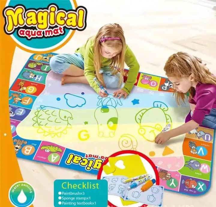 Water Drawing Doodle Mat For Kids Large Size 120x90cm Magic Aqua Writing Painting Mats Board With 3 Magic Pens Educational Toys Gifts For Toddlers Boys Girls
