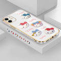 iPhone 11 Cute Cartoon Hello Kitty For Girls Square Edge Pattern Casing Plated Phone Shell Luxury Plating Soft Phone Case. 
