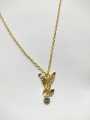 Golden Stainless Steel Eagle Pendant With Silver Stone/Necklace for Women/Girls. 