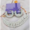 White Necklace Mala & Earrings Set – Traditional Jewelry for Women & Girls, Wedding & Party Wear. 