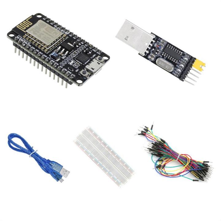 ESP-12E ESP8266 CP2102 Nodemcu Lua V3 WIFI Development Board Development Board +USB to Serial Port Module+Bread Board+65 Jumper+USB Cable